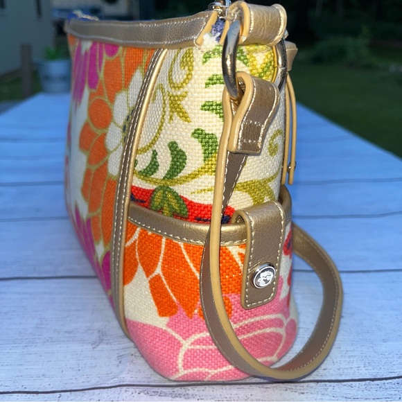 Spartina 449 Pink and Orange Shoulder Bag with Floral Design - Picture 5 of 11